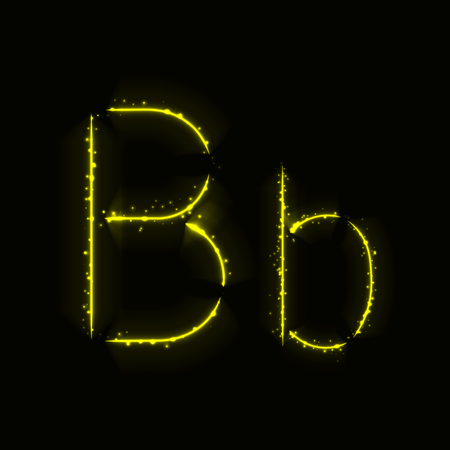 Alphabet letters of yellow lights on dark backgroundのイラスト素材