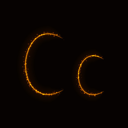 Alphabet letters of lights on dark backgroundのイラスト素材