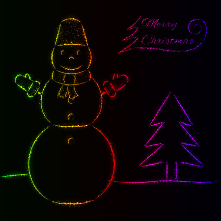 Merry Christmas of gradient light card with snowmanのイラスト素材