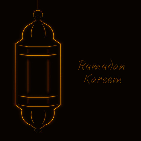 Ramadan Kareem celebration vintage illustration, light design on dark backgroundのイラスト素材