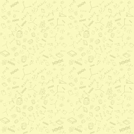 Back To School Pattern Background, set of different drawings related to the school. Yellow color.のイラスト素材