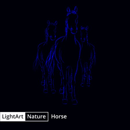 Horse silhouette of navy lights on black backgroundのイラスト素材