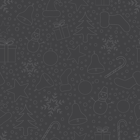 Merry Christmas and Happy New Year seamless pattern. Hand Draw Background.のイラスト素材