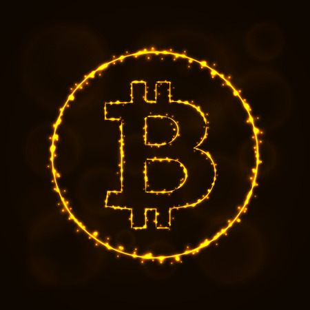Bitcoin digital currency silhouette of lights.のイラスト素材