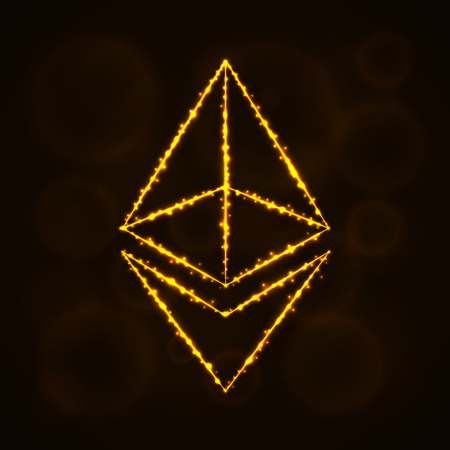Ethereum digital currency silhouette of lights.のイラスト素材