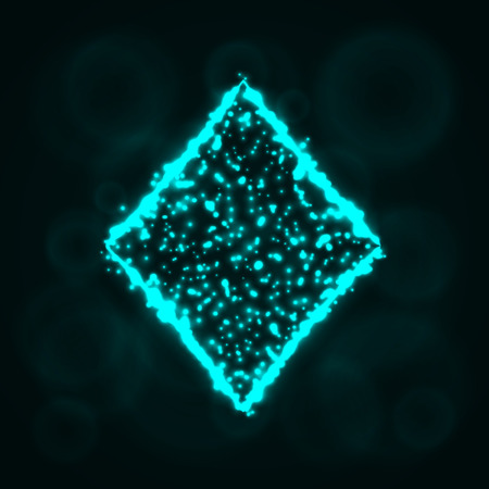 Card suits illustration icon, Lights Silhouette on Dark Background. Glowing Lines and Points. Card suits vector illustration. Diamonds sign.のイラスト素材