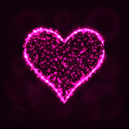 Card suits illustration icon, Lights Silhouette on Dark Background. Glowing Lines and Points. Card suits vector illustration. Hearts sign.のイラスト素材