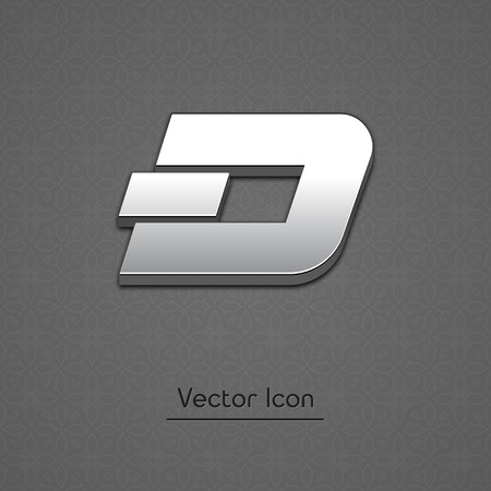 Dash coin isolated web vector icon. Dash coin trendy 3d style vector icon. Raised symbol illustration. Dash coin symbol vector icon for your web site design, internet, graphic interface, business.のイラスト素材