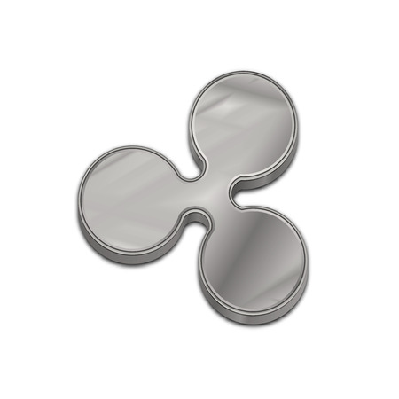 Silver ripple coin symbol isolated web vector icon. Ripple coin trendy 3d style vector icon. Raised symbol illustration. Silver ripple coin crypto currency sign.のイラスト素材