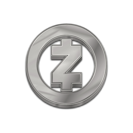 Silver Zcash coin symbol isolated web vector icon. Zcash coin trendy 3d style vector icon. Raised symbol illustration. Silver Zcash coin crypto currency sign.のイラスト素材