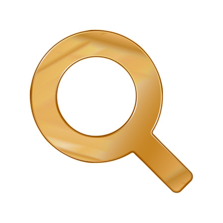 Gold Colored Metal Chrome web icon search. Vector illustration. Interface, multimedia icon.のイラスト素材