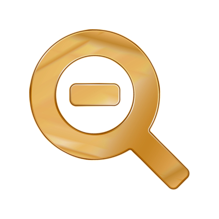 Gold Colored Metal Chrome web icon zoom out. Vector illustration. Interface, multimedia icon.のイラスト素材