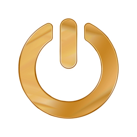 Gold Colored Metal Chrome web icon power. Vector illustration. Interface, multimedia icon.のイラスト素材