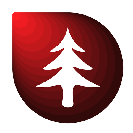 Merry Christmas red icon in the form of a drop. Winter icon in beautiful gradient design isolated on white background. New year sign vector illustration. Christmas tree, pine symbol.のイラスト素材