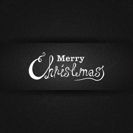Merry Christmas vector text Calligraphic Lettering design card template. Creative typography for Holiday Greeting Gift Poster. Calligraphy Font style Banner. Black Background.のイラスト素材