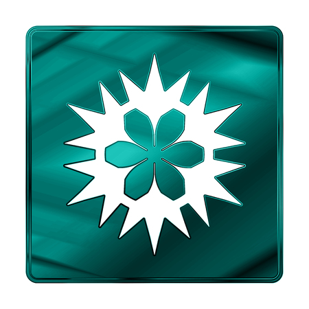 Merry Christmas cyan icon. Winter icon in beautiful gradient design isolated on white background. New year sign vector illustration. Snowflake symbol.のイラスト素材