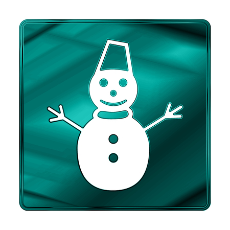 Merry Christmas cyan icon. Winter icon in beautiful gradient design isolated on white background. New year sign vector illustration. Snowman symbol.のイラスト素材