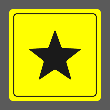 Merry Christmas black icon. Winter icon in flat design isolated on yellow background. New year sign vector illustration. Star symbol.のイラスト素材