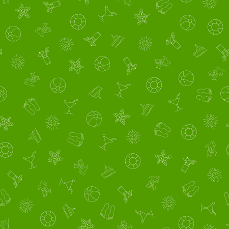 Summer pattern with hand drawn beach elements. Fashion print design, vector illustration. Seamless...
