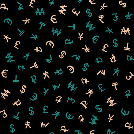 Symbols of various currencies seamless pattern. Vector background.のイラスト素材
