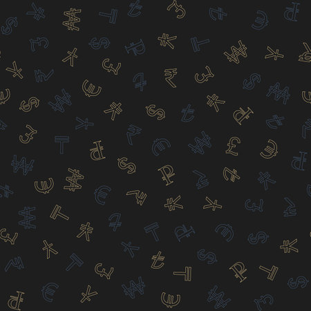 Various foreign currencies signs seamless pattern background. Various currency symbols.のイラスト素材