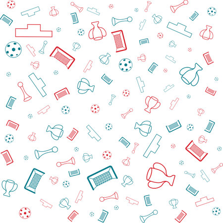 Different football silhouettes seamless pattern. Vector background.のイラスト素材