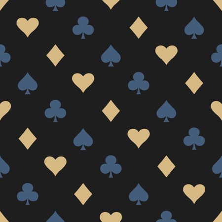 Symbols of Suits Card Seamless Pattern Background. Gambling hand drawn.のイラスト素材
