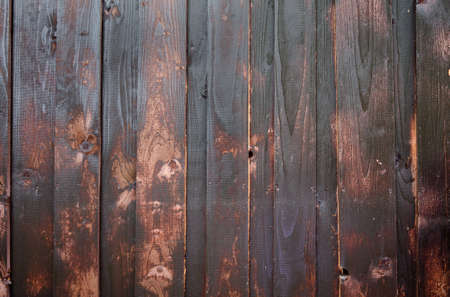Texture of an old brown wooden wall. The slats are installed horizontally.の写真素材