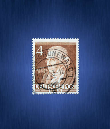 Postage stamp from the FRG Berlin. Printed on 11/22/1952. Carl Friedrich Zelter.のeditorial素材