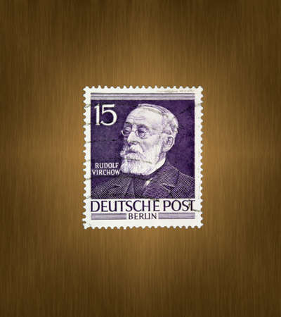 Postage stamp from the FRG Berlin. Printed on 01/24/1953. Prof. Rudolf Vinchow.のeditorial素材