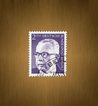 Postage stamp from the FRG Berlin. Printed on 01/07/1971. Federal President Dr. Gustav Heinemann.のeditorial素材