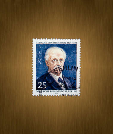 Postage stamp from the FRG Berlin. Printed on 8/27/1971. 150th birthday of Hermann von Helmholtz.のeditorial素材