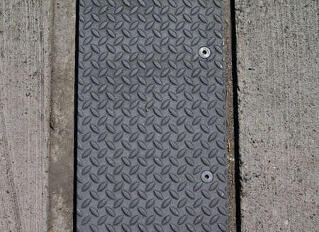 Texture of an expansion joint of a bridge. Here in the usual straight form.の写真素材