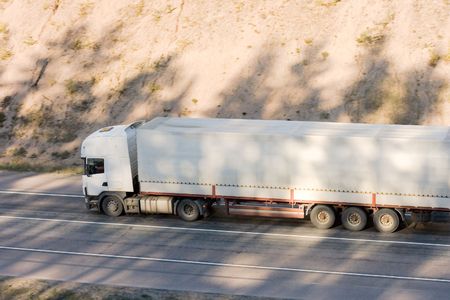 blank white trucktor trailer truck of "Trucks" series in my portfolioの写真素材