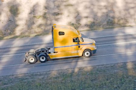 trucktor trailer truck on background of trees of "Trucks" series in my portfolio の写真素材