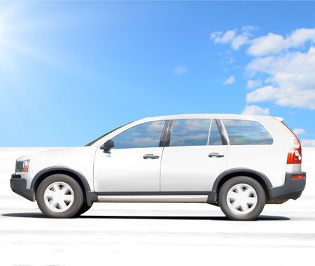 Suv car driving a desertの写真素材