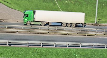 a truck on a highwayの写真素材