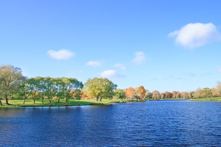 River bank on a still dayの写真素材