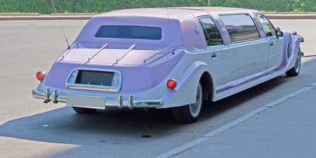 white wedding retro carのeditorial素材