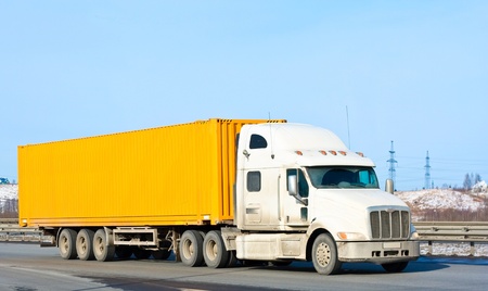 yellow bright truckの写真素材