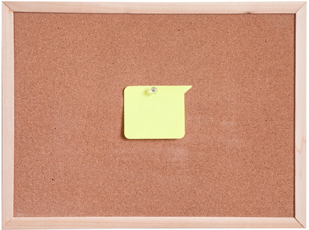 Blank Paper on Cork board isolated on white backgroundの写真素材