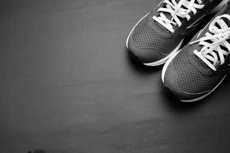 Purple Sneakers with black backgroundの写真素材