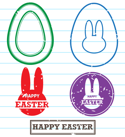 Happy Easter egg stamp vector illustrationのイラスト素材