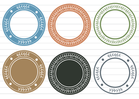 Blank label  foliage natural design set.illustration vectorのイラスト素材