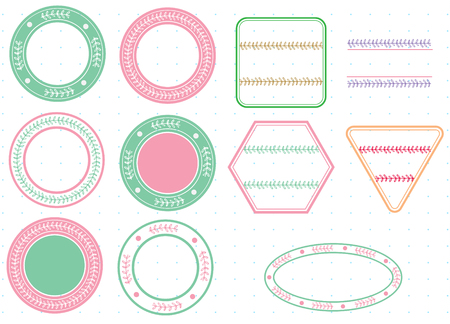 Blank label  foliage natural design set.illustration vectorのイラスト素材