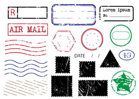 Blank postal stamps set.illustration vectorのイラスト素材