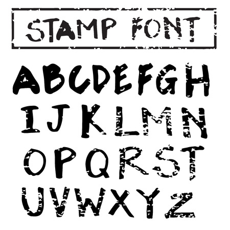 Doodle stamp font alphabet vector illustrationのイラスト素材