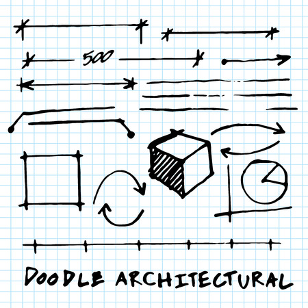Doodle Architectural sketching vector illustrationのイラスト素材