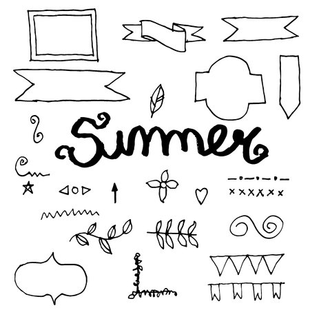 Doodle summer banner illustration vectorのイラスト素材