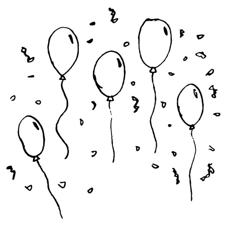 Doodle Bunch of balloons in illustration vectorのイラスト素材